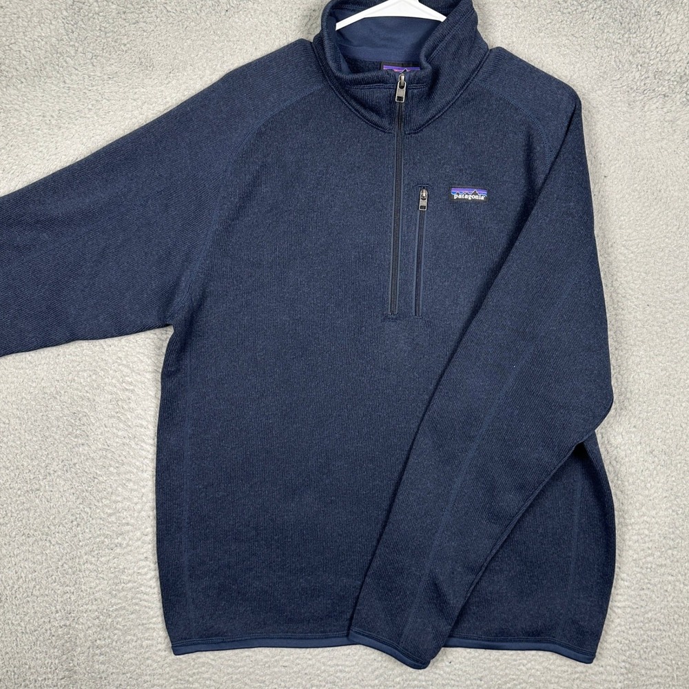 NEW Patagonia Better Sweater Mens Large Navy Blue Quarter Zip Pullover Mock Neck